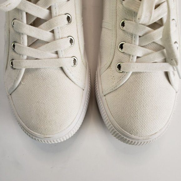 Steve Madden Emmi Platform Lace Up Sneakers White Chunky Canvas Shoes Size 8.5 - Picture 4 of 12